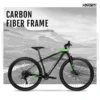 29" Hyper Carbon Fiber Mountain Bike, Black/Green, Adults Age 13+